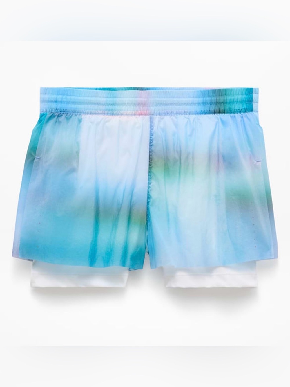 Athleta Fast Route Hybrid Run Shorts Landmark Abstract Sky Large